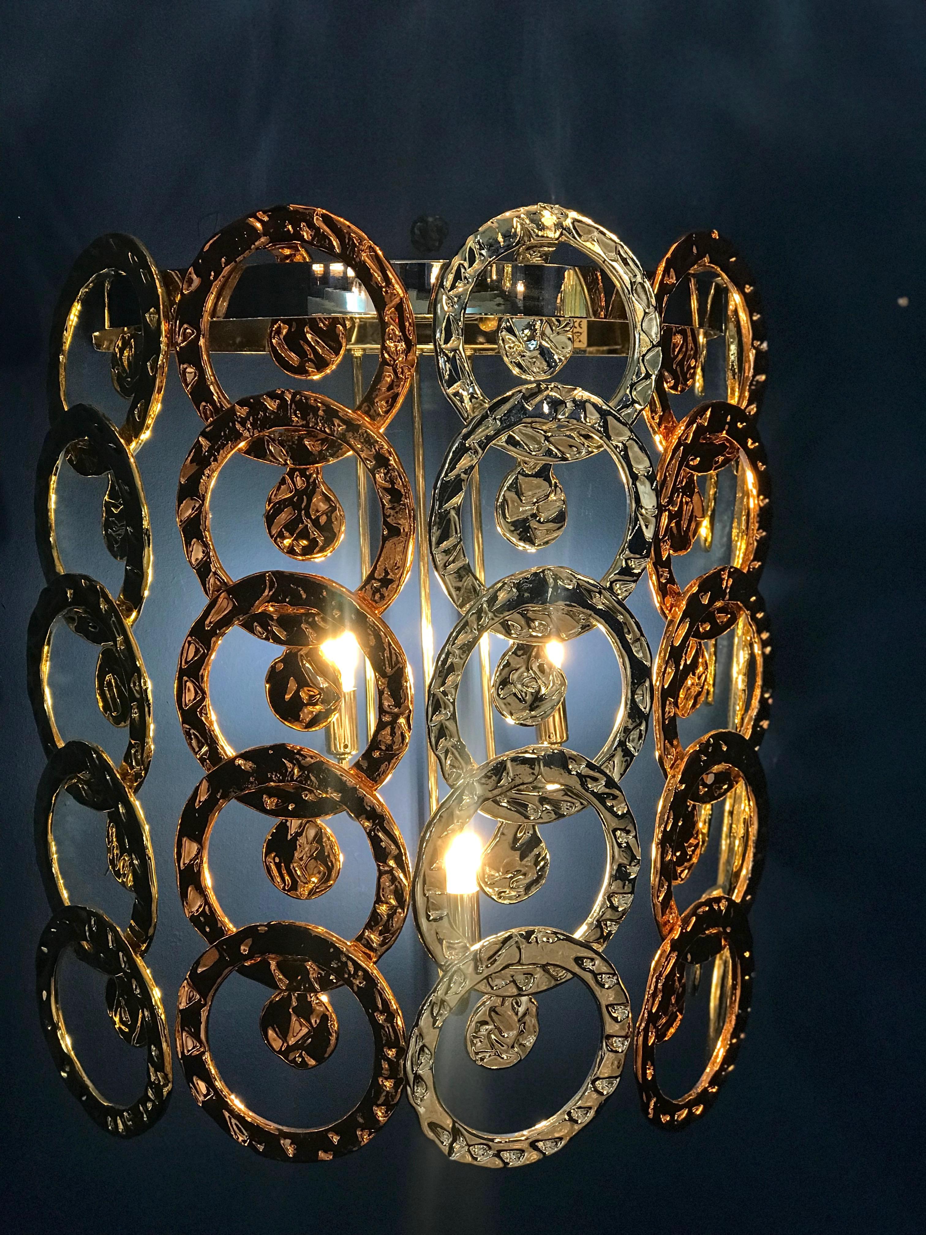 Italian Pair of Modern Giogali Murano Glass Sconces For Sale