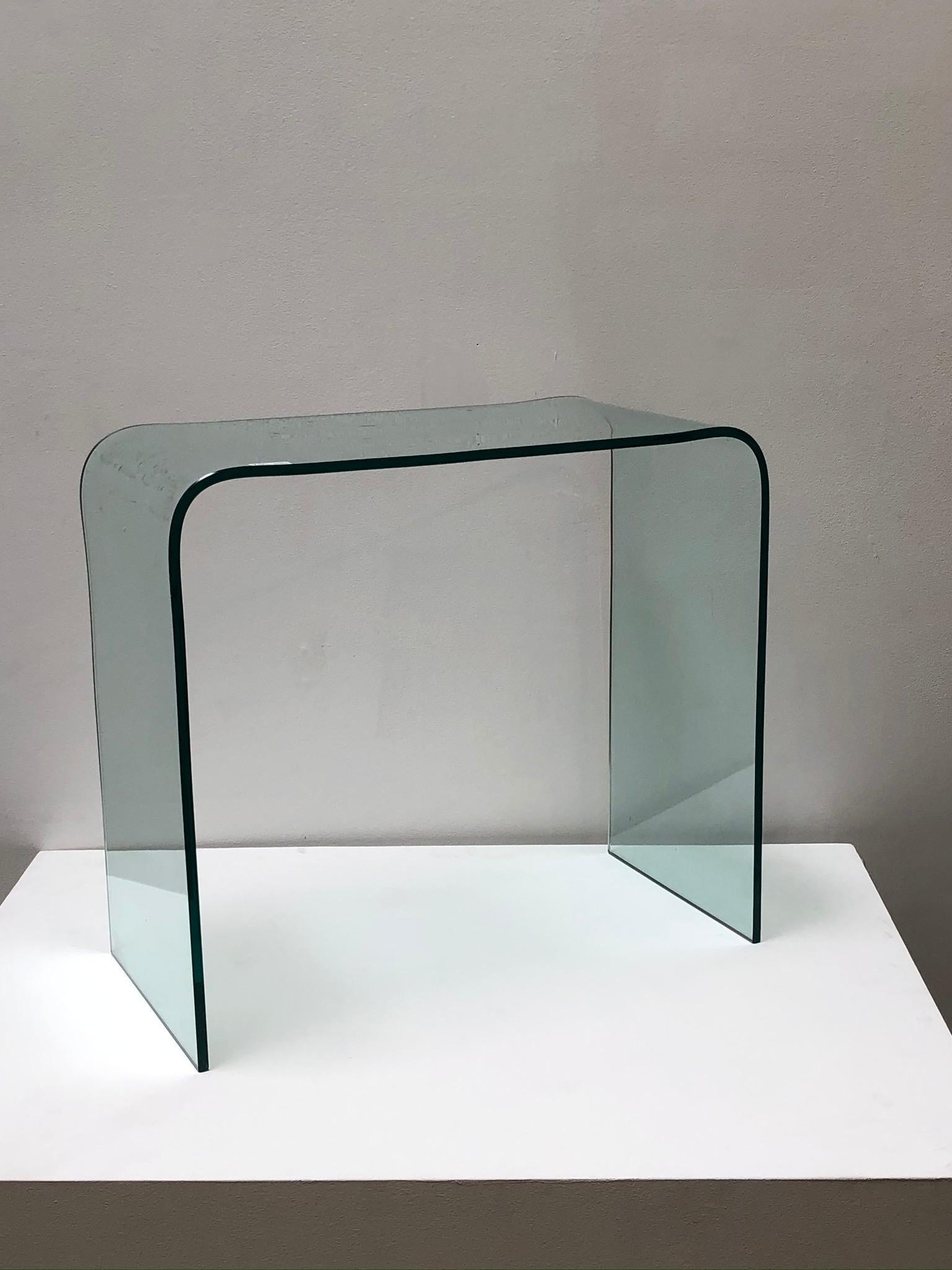 Hand-Crafted Pair of Modern Glass Side Tables