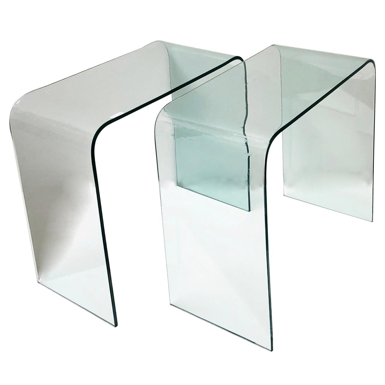 Pair of Modern Glass Side Tables