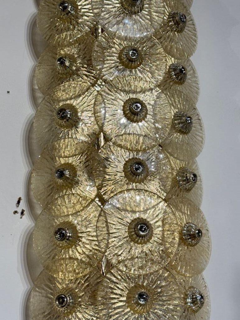 Pair of Modern Gold Disc Mazzega Manner Sconces In Good Condition For Sale In Dallas, TX
