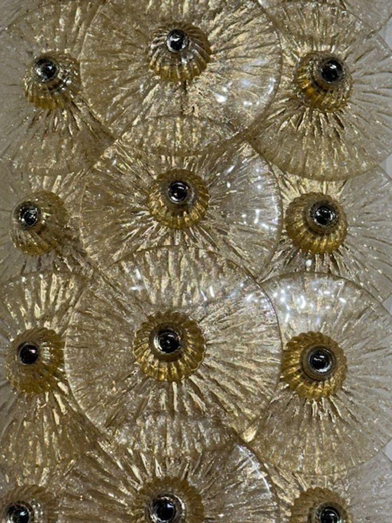 Contemporary Pair of Modern Gold Disc Mazzega Manner Sconces For Sale
