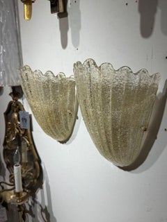 Pair of Modern Gold "Granola" Glass Shell Sconces