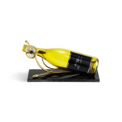 Pair of Modern Gold Metal and Glass Anemone Wine Rest