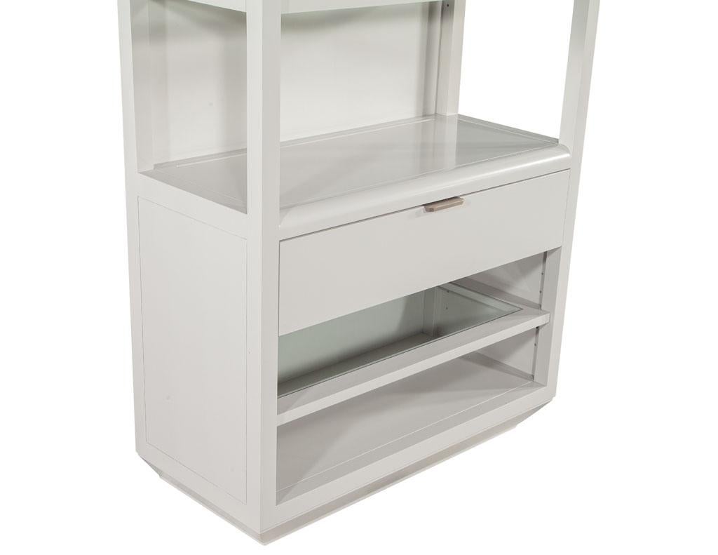 Pair of Modern Gray Bookcase Cabinets For Sale 4