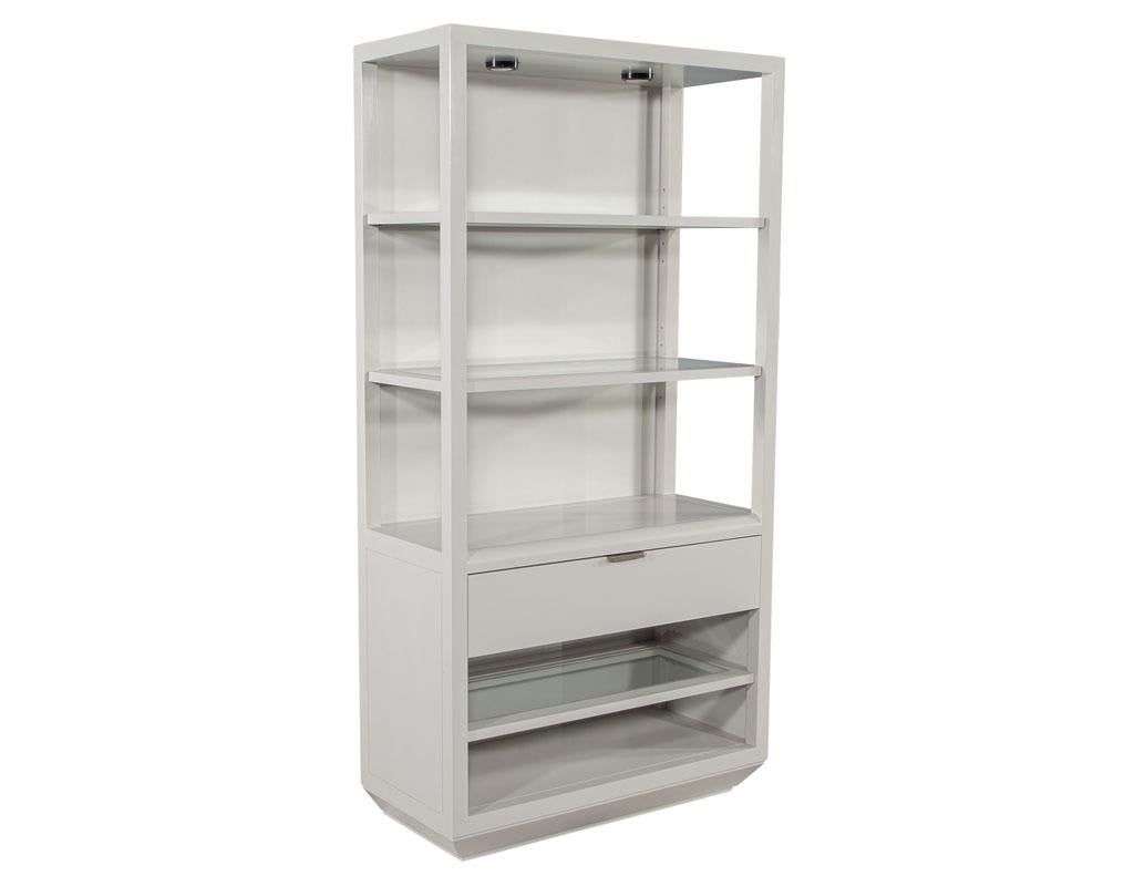 Pair of Modern Gray Bookcase Cabinets In New Condition For Sale In North York, ON