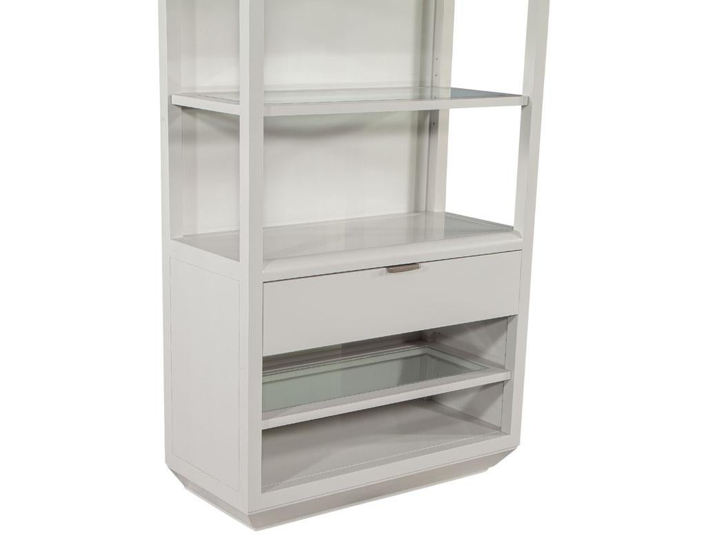 Pair of Modern Gray Bookcase Cabinets For Sale 1