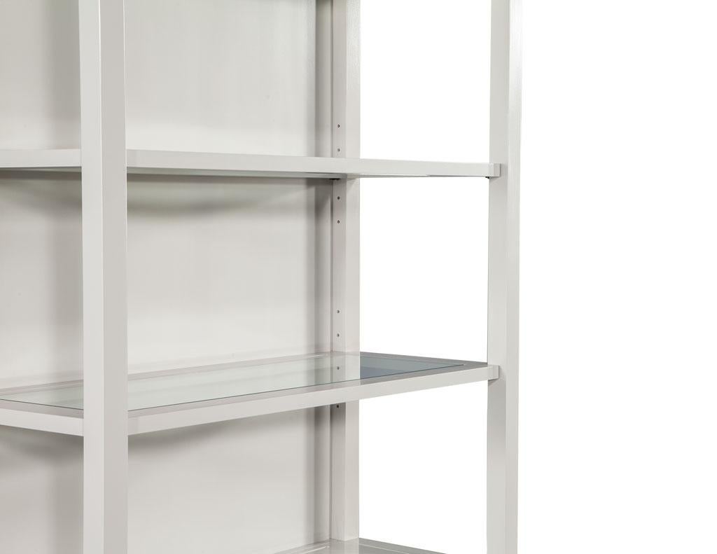 Pair of Modern Gray Bookcase Cabinets For Sale 3