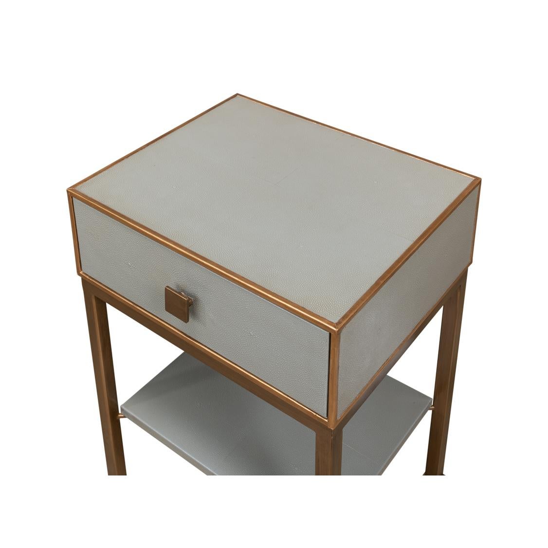 Asian Pair of Modern Gray Small Nightstands For Sale