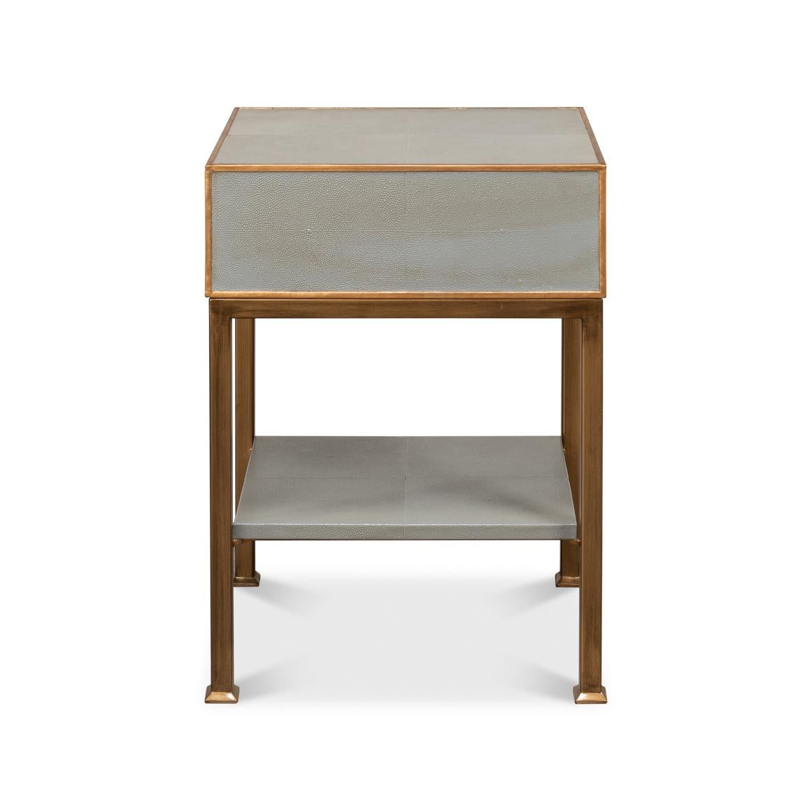 Leather Pair of Modern Gray Small Nightstands For Sale