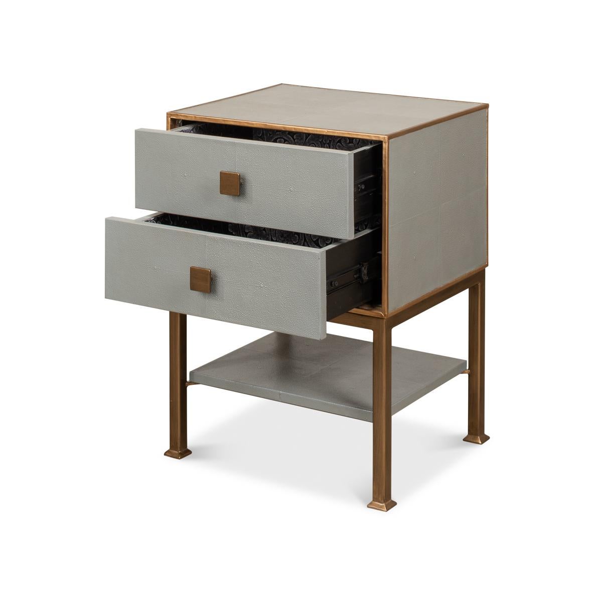 Mid-Century Modern Pair of Modern Gray Two Drawer Nightstands For Sale