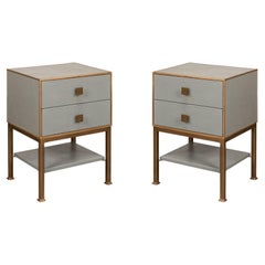 Pair of Modern Gray Two Drawer Nightstands