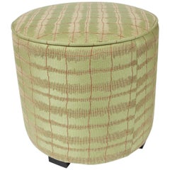 Modern Lime Green Round Moroccan Upholstered Stool
