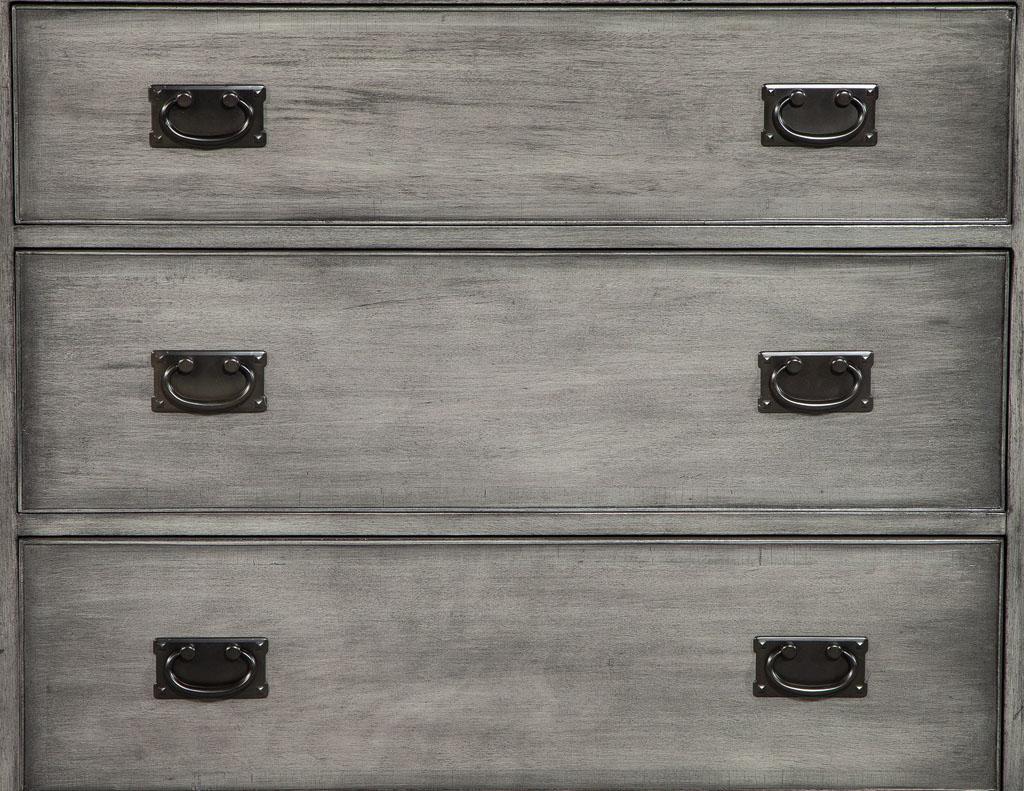 Pair of Modern Grey Distressed Chests by Kittinger For Sale 3