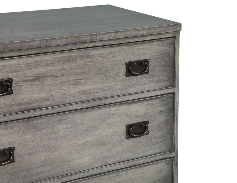 Pair of Modern Grey Distressed Chests by Kittinger For Sale at 1stDibs