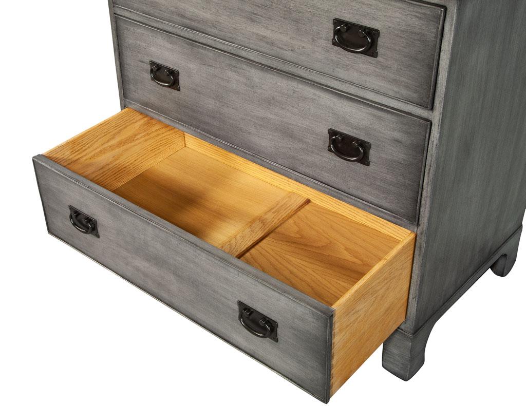 Pair of Modern Grey Distressed Chests by Kittinger For Sale 9