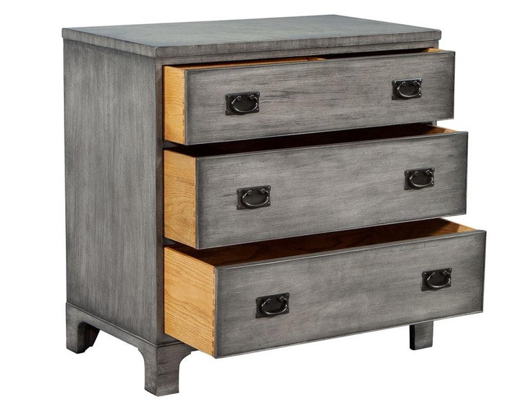 Pair of Modern Grey Distressed Chests by Kittinger For Sale at 1stDibs