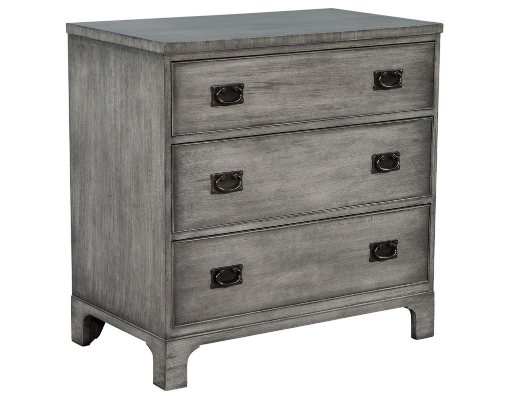 Mid-20th Century Pair of Modern Grey Distressed Chests by Kittinger For Sale