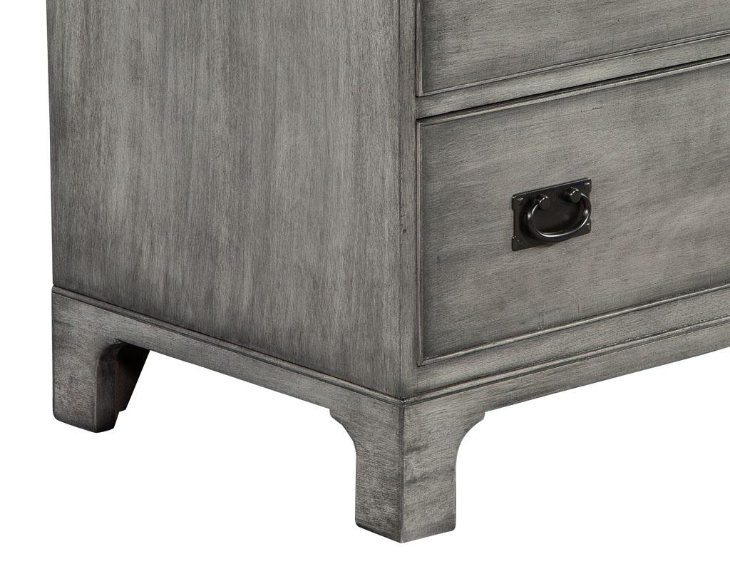 Metal Pair of Modern Grey Distressed Chests by Kittinger For Sale