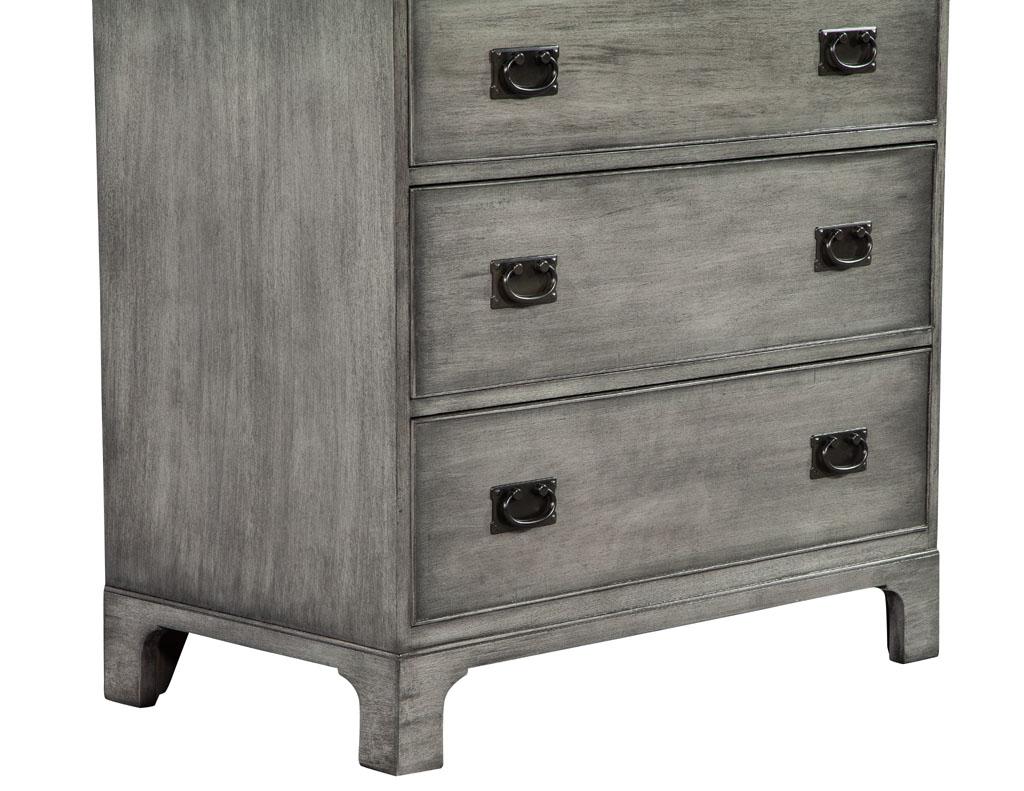 Pair of Modern Grey Distressed Chests by Kittinger For Sale 1