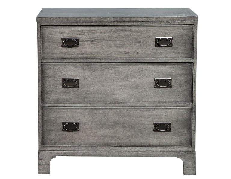 Pair of Modern Grey Distressed Chests by Kittinger For Sale at 1stDibs