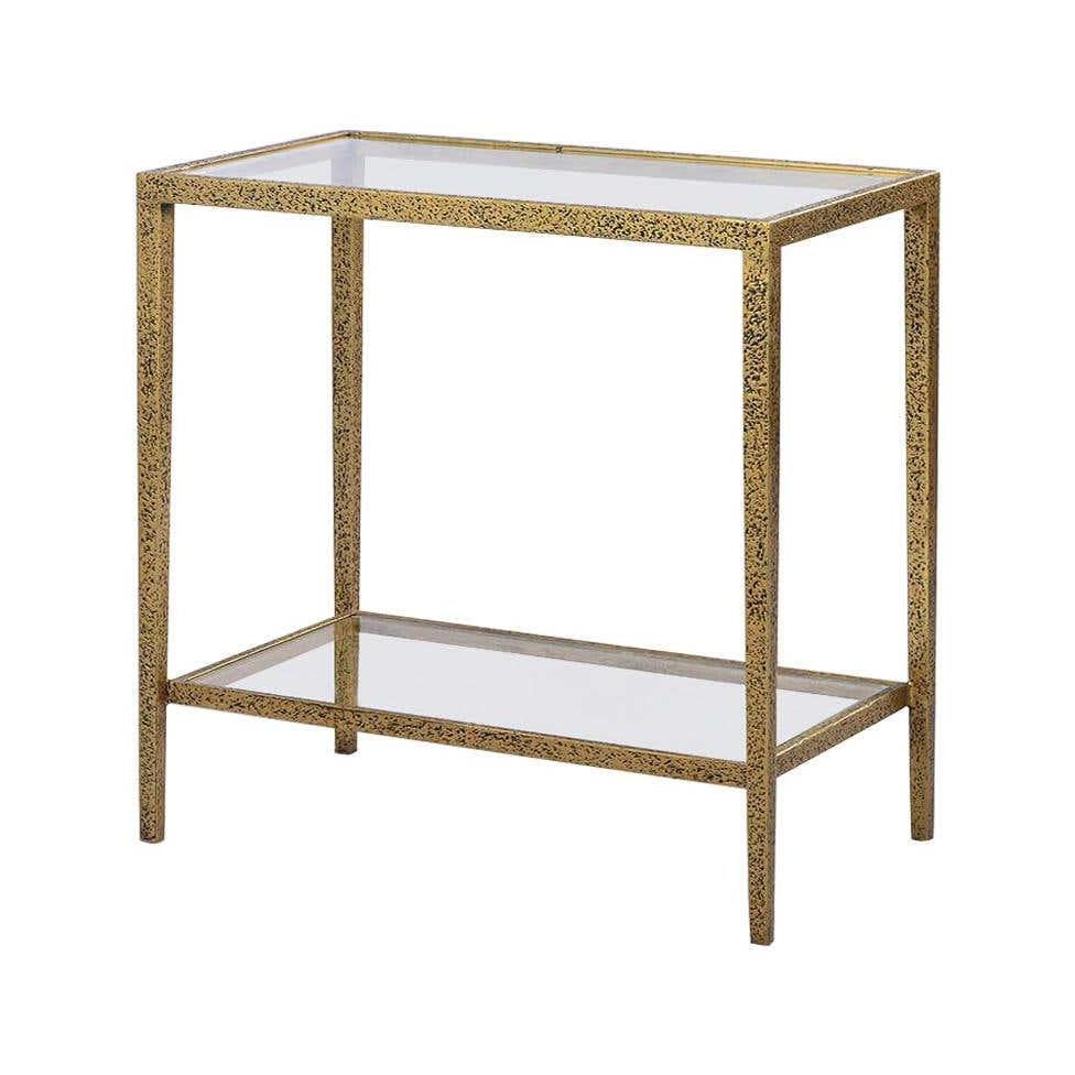 Aluminum Pair of Modern Hammered Rectangular Side Tables For Sale