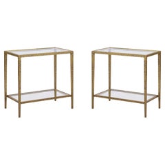 Pair of Modern Hammered Rectangular Side Tables