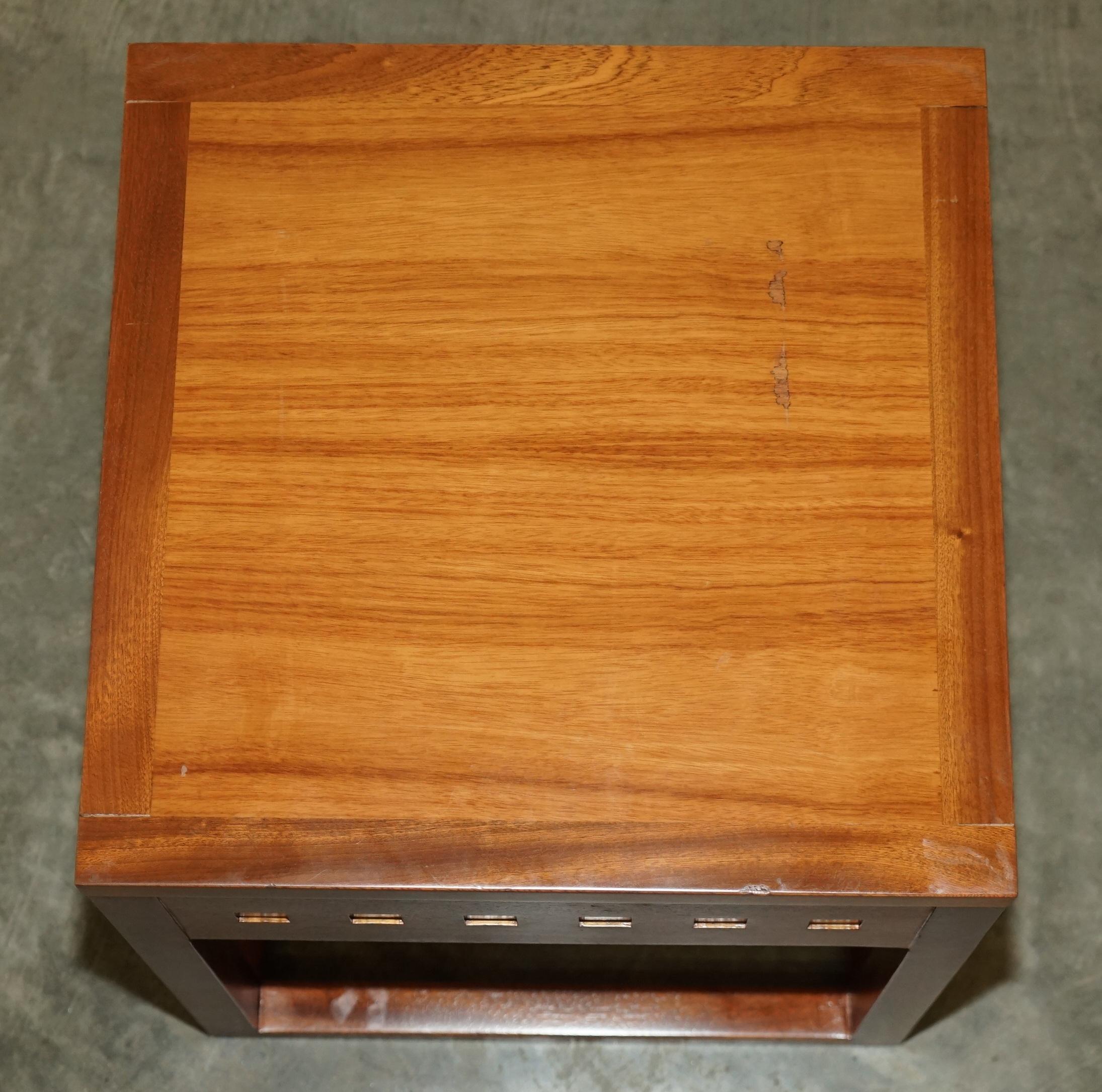 Pair of Modern Hand Made Cherry and Teak Wood Side Tables x 4 Available in Total For Sale 4
