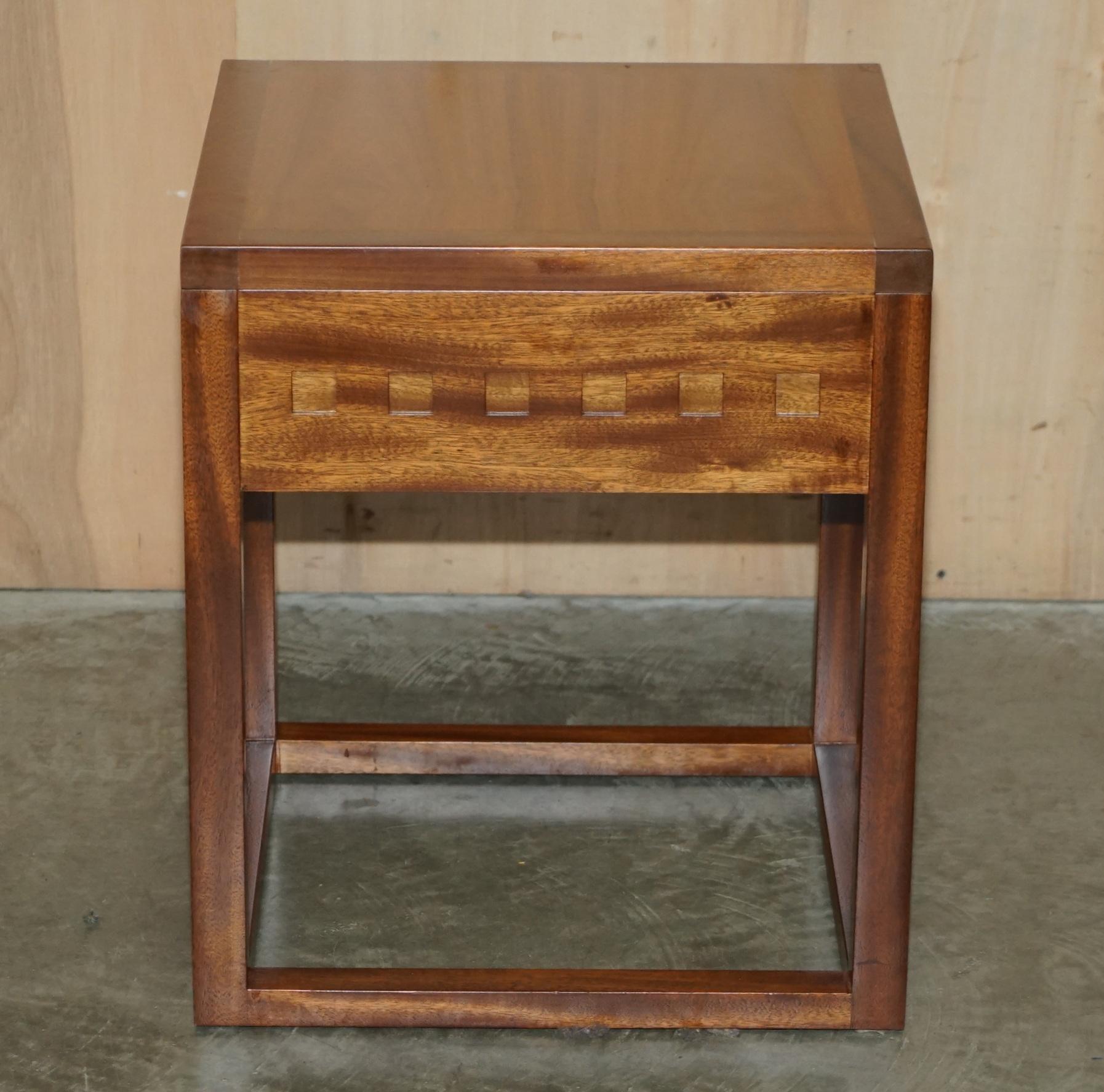 Mid-Century Modern Pair of Modern Hand Made Cherry and Teak Wood Side Tables x 4 Available in Total For Sale