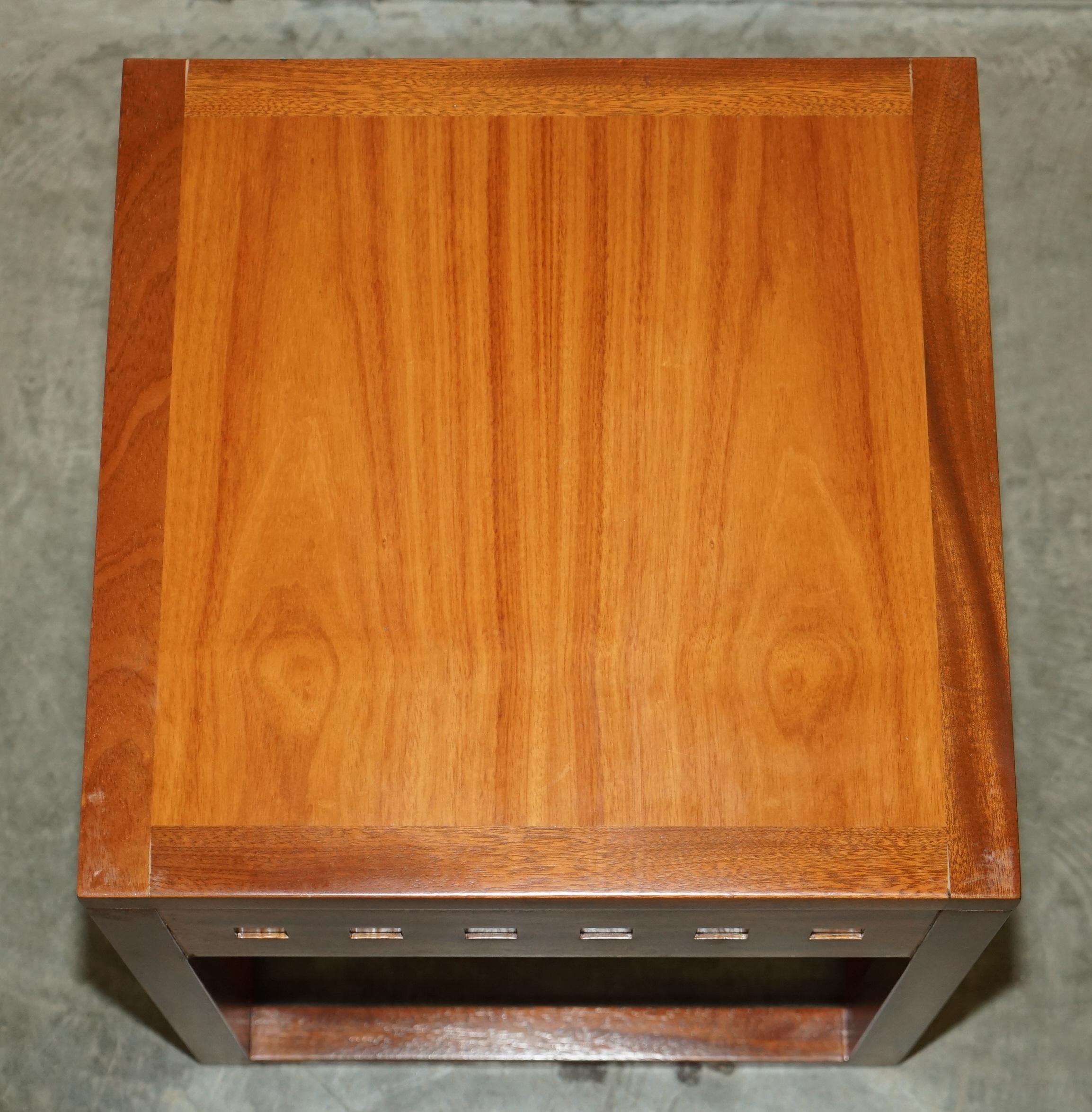 English Pair of Modern Hand Made Cherry and Teak Wood Side Tables x 4 Available in Total For Sale