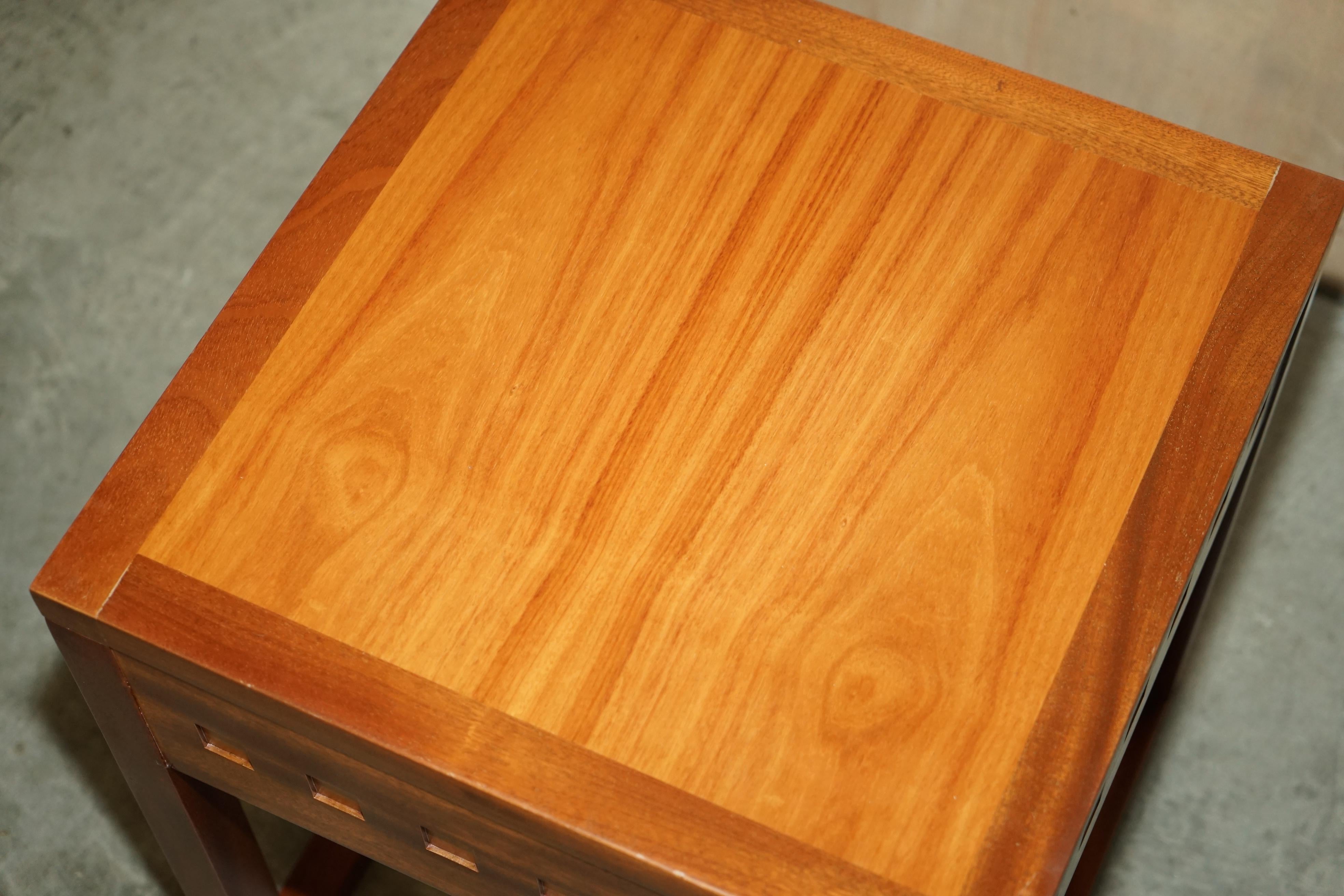 Hand-Crafted Pair of Modern Hand Made Cherry and Teak Wood Side Tables x 4 Available in Total For Sale