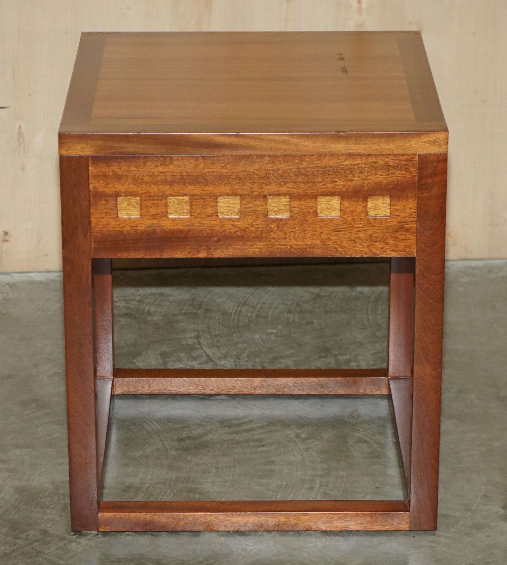 Pair of Modern Hand Made Cherry and Teak Wood Side Tables x 4 Available in Total For Sale 3