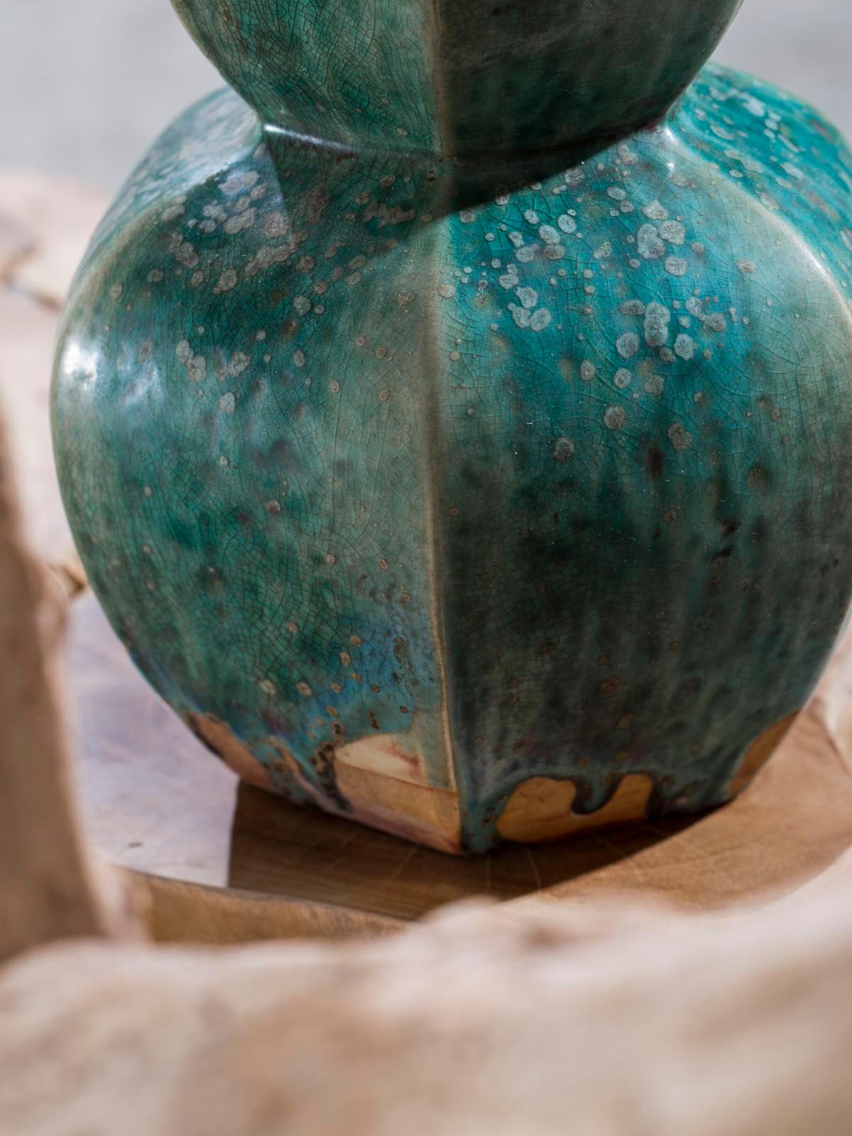 Pair of Modern Handmade Chinese Glazed Double Gourd Vases 3