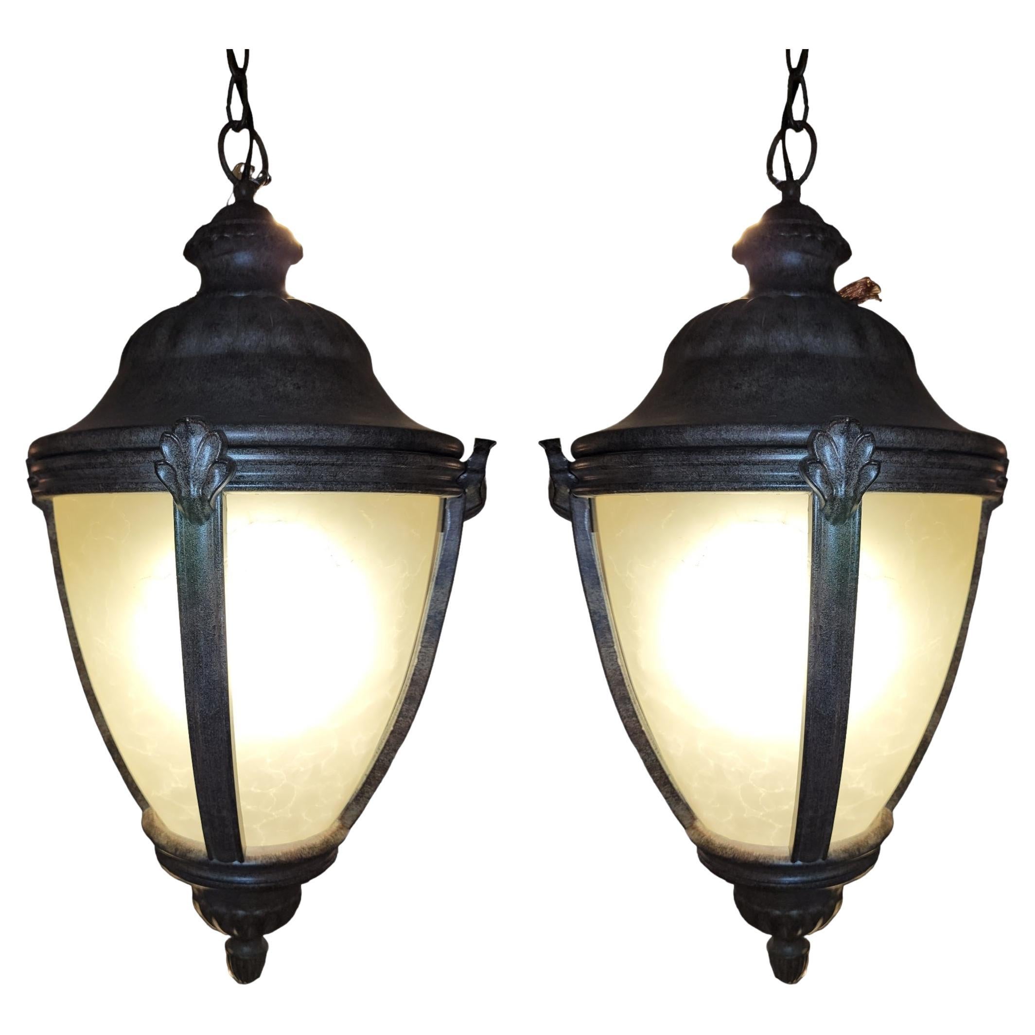 Pair of Modern Hanging Lanterns For Sale