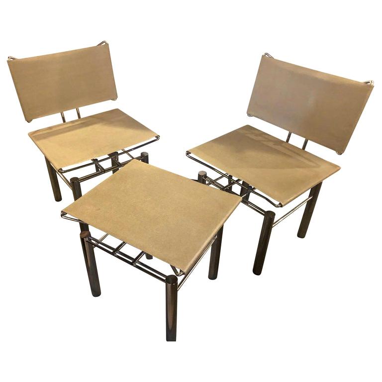 Pair of Modern Hans-Ullrich Bitsch Series 8600 Chairs and Ottoman