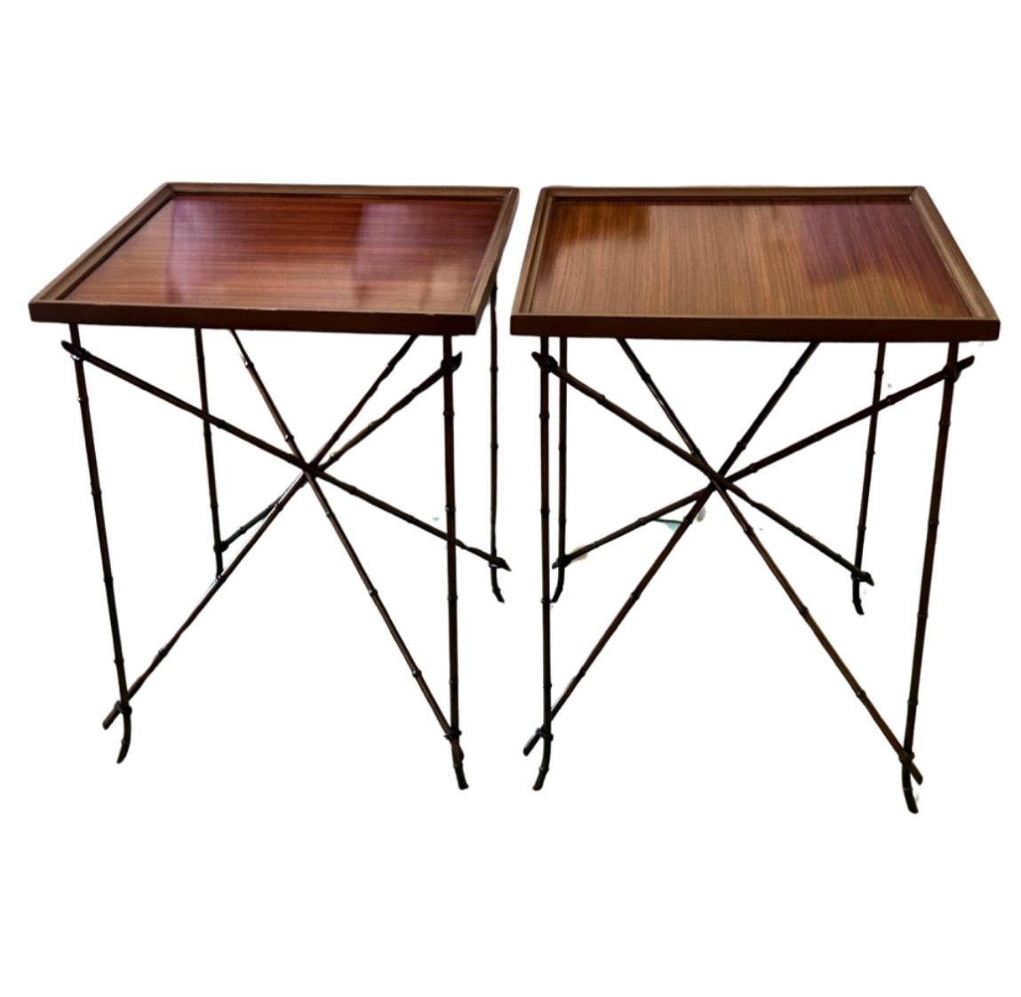 XXIe siècle et contemporain Paire de tables d'appoint modernes The Table Company en hickory en vente