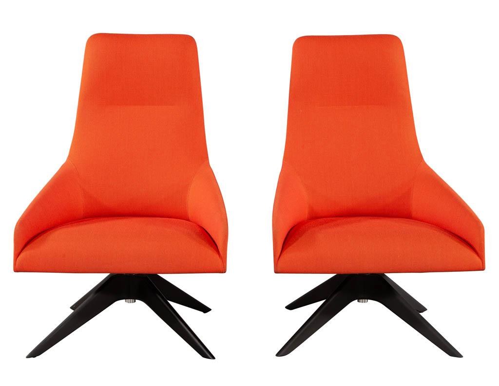 Pair of Modern High Back Swivel Chairs by Andreu World In Good Condition In North York, ON