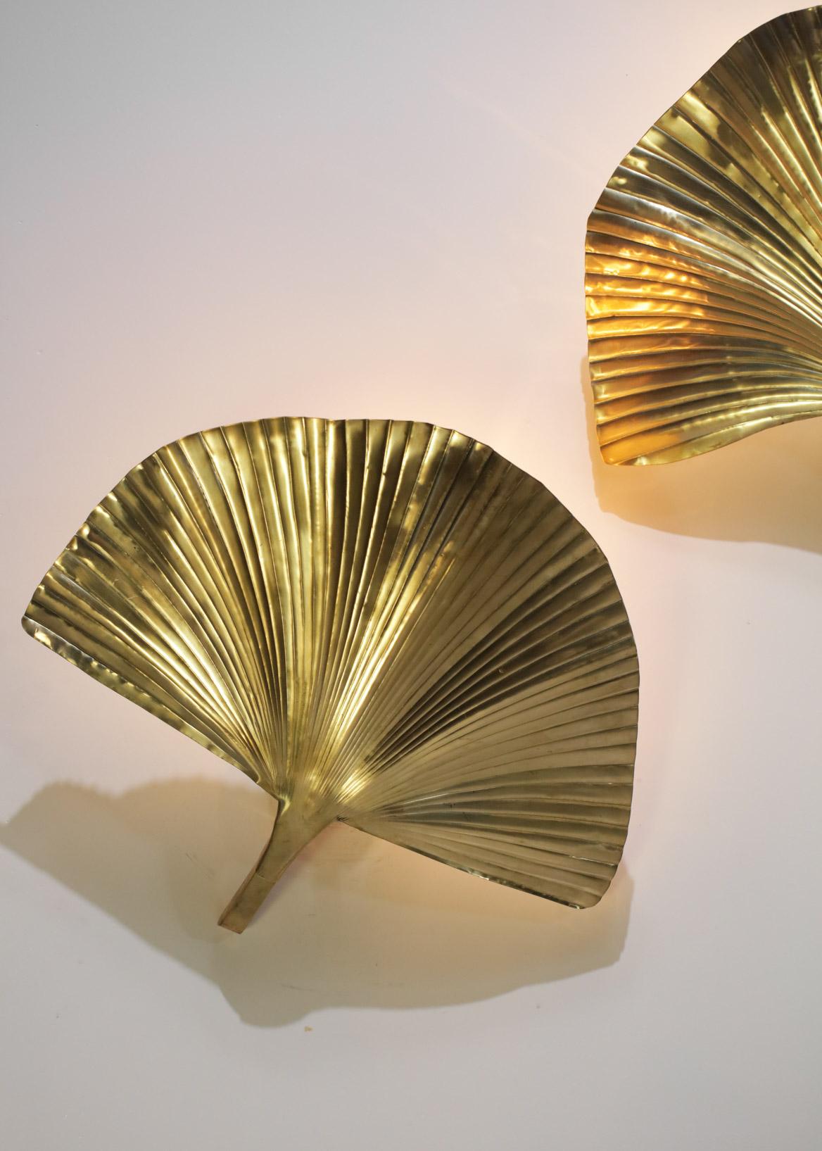 Pair of Modern Iatlian Sconces Leaves Style Tommaso Barbi 