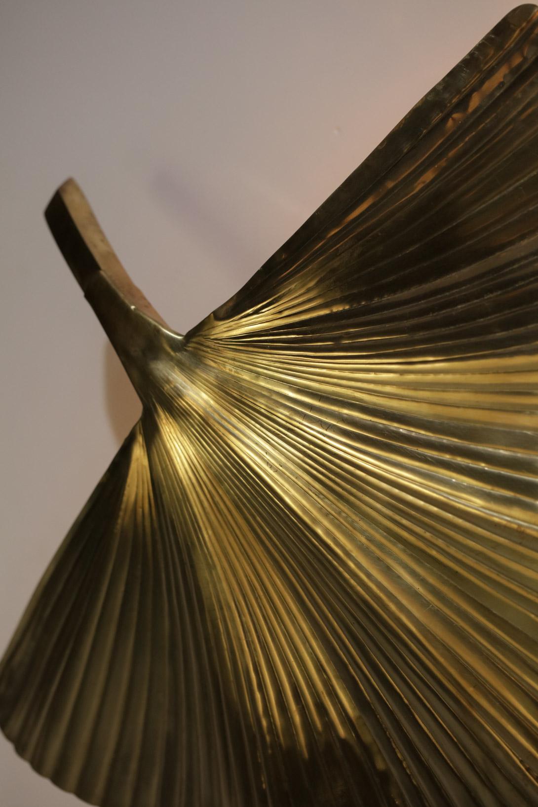 Brass Pair of Modern Iatlian Sconces Leaves Style Tommaso Barbi 