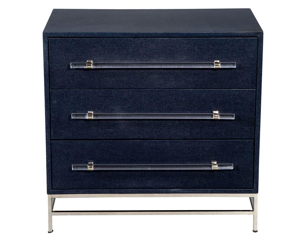 Pair of Modern Indigo Chests of Drawers In Excellent Condition In North York, ON