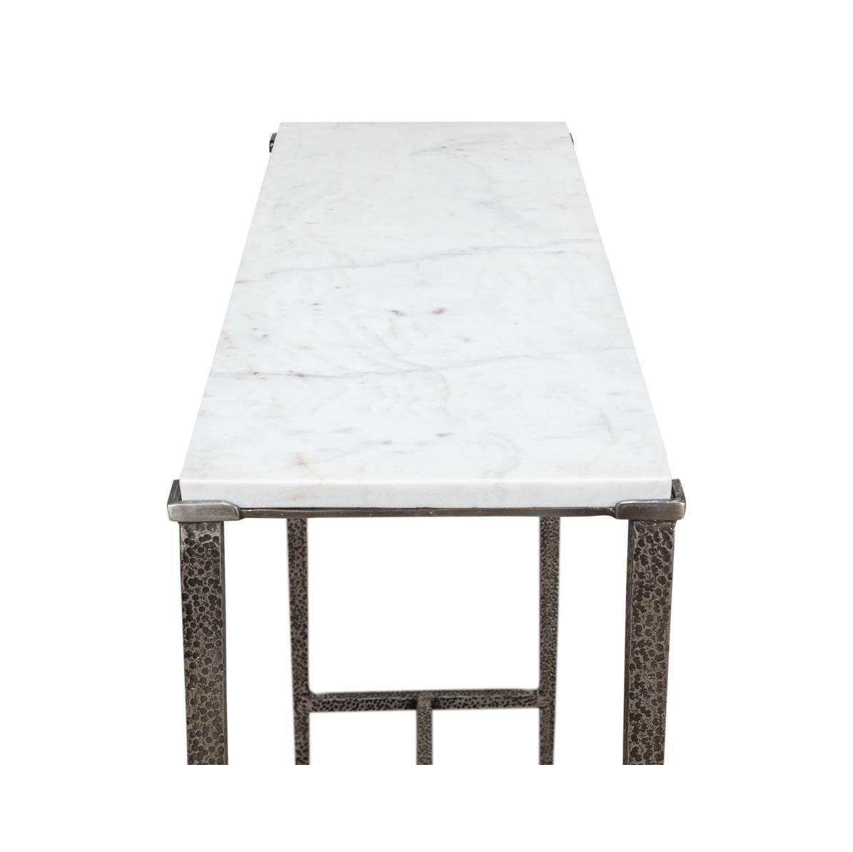 Pair of Modern Industrial Console Tables For Sale 2