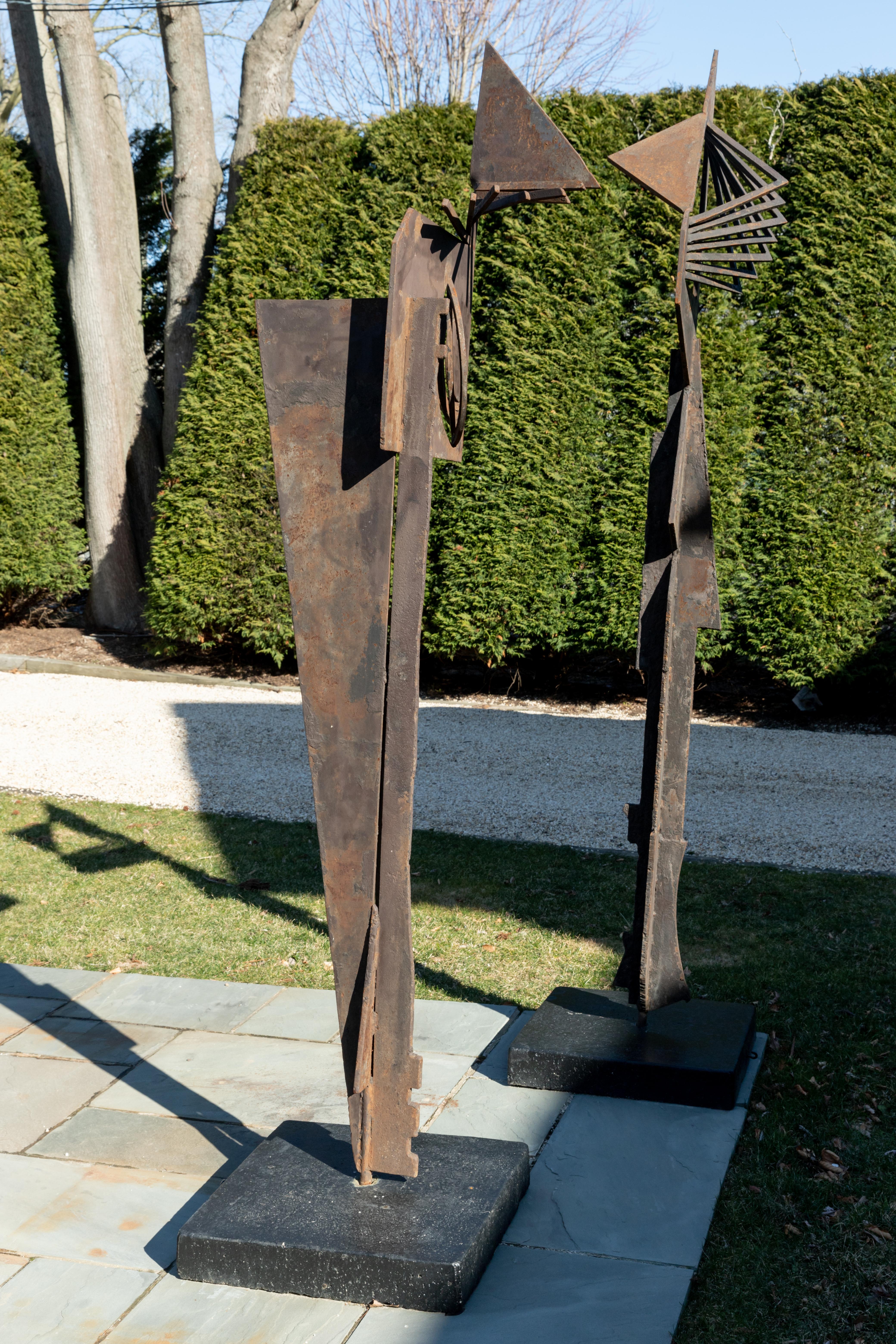 Brutalist Pair of Modern Iron Sculptures in Male and Female Form For Sale