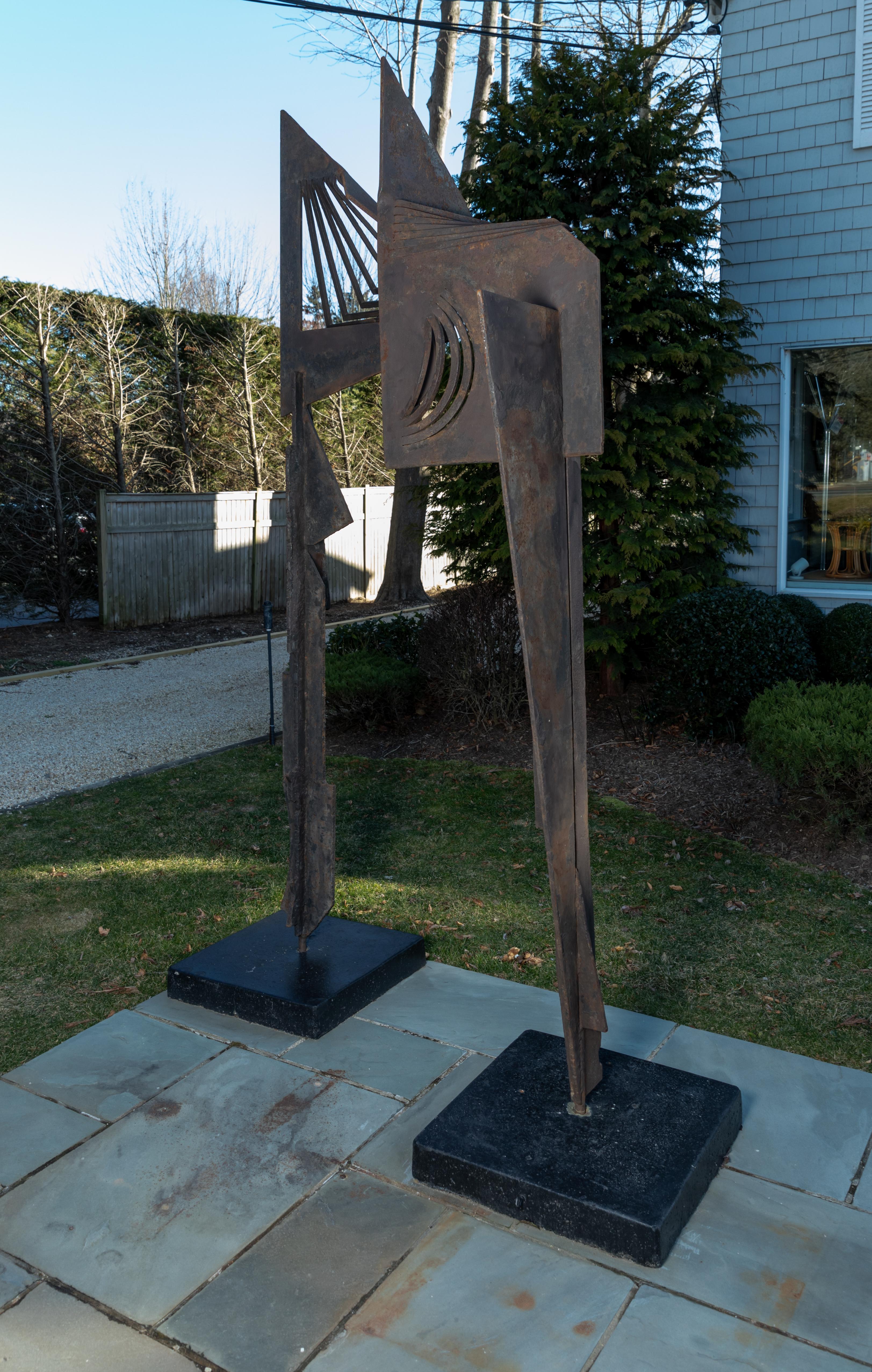 Pair of Modern Iron Sculptures in Male and Female Form In Good Condition For Sale In Bridgehampton, NY