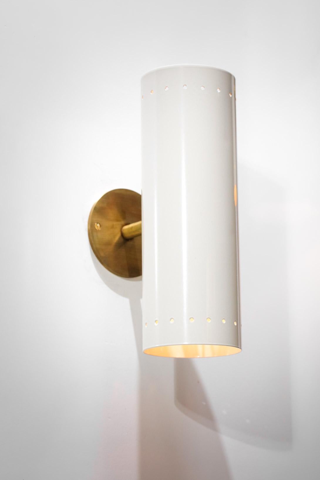 Pair of Modern Italian Beige Tube Sconces 