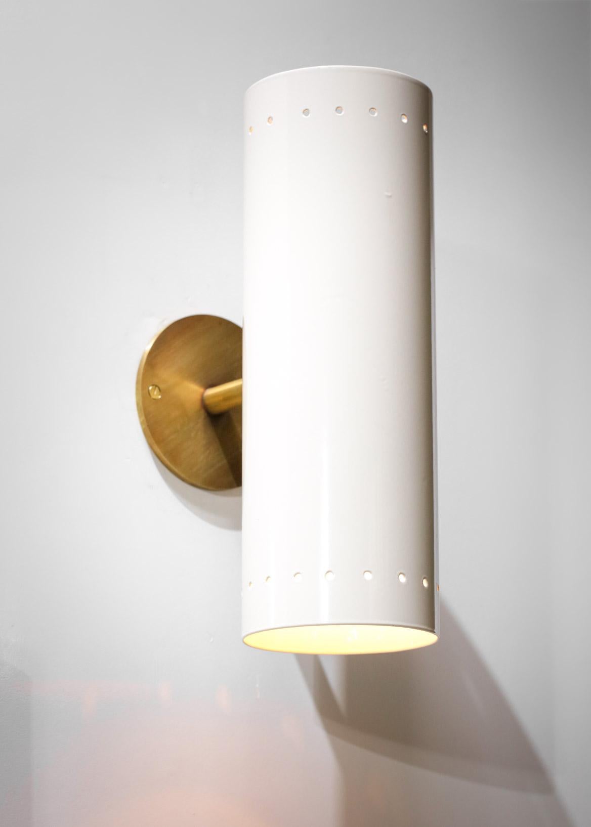 Pair of Modern Italian Beige Tube Sconces 