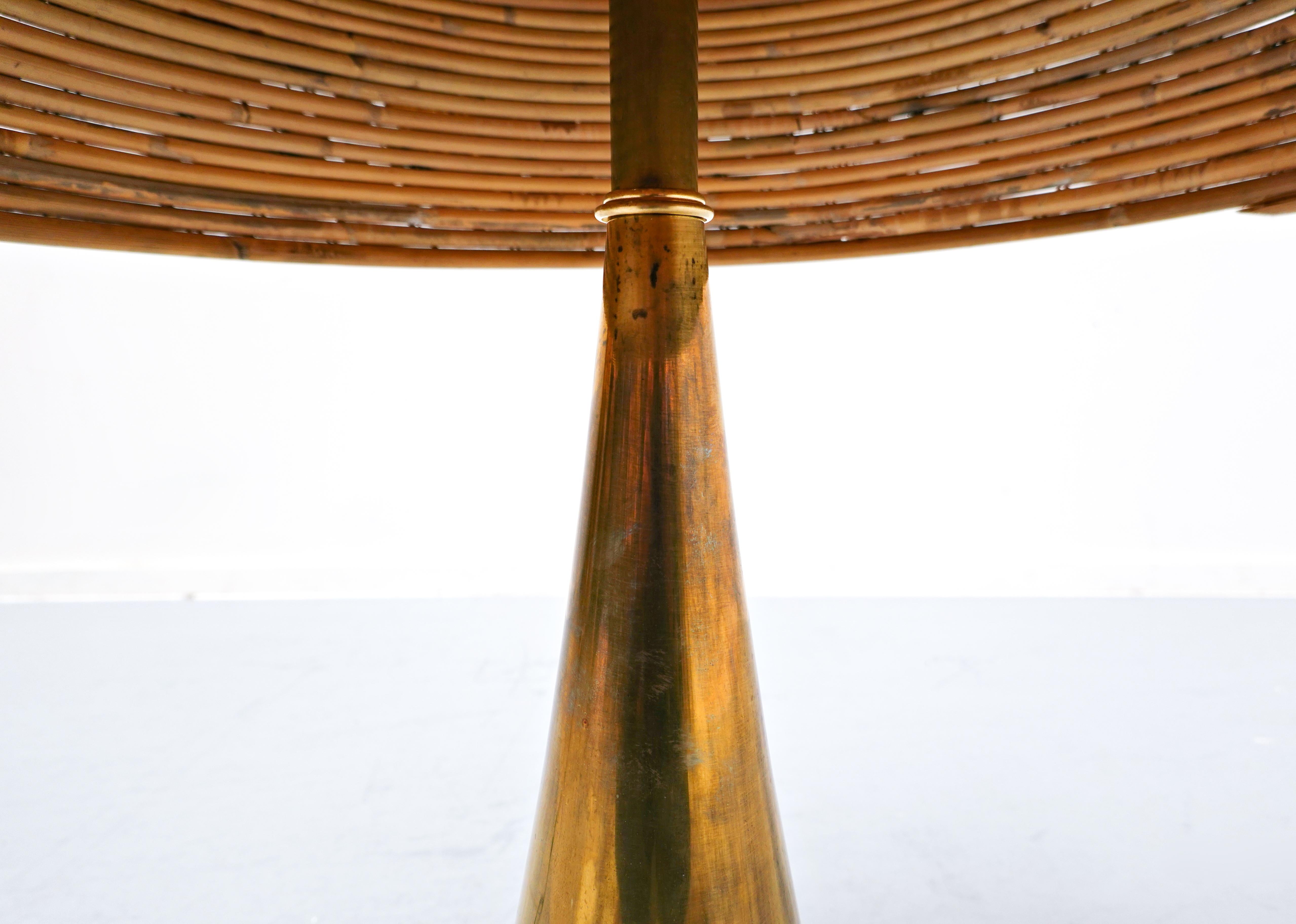 Pair of Modern Italian Brass and Bamboo Table Lamp For Sale 4