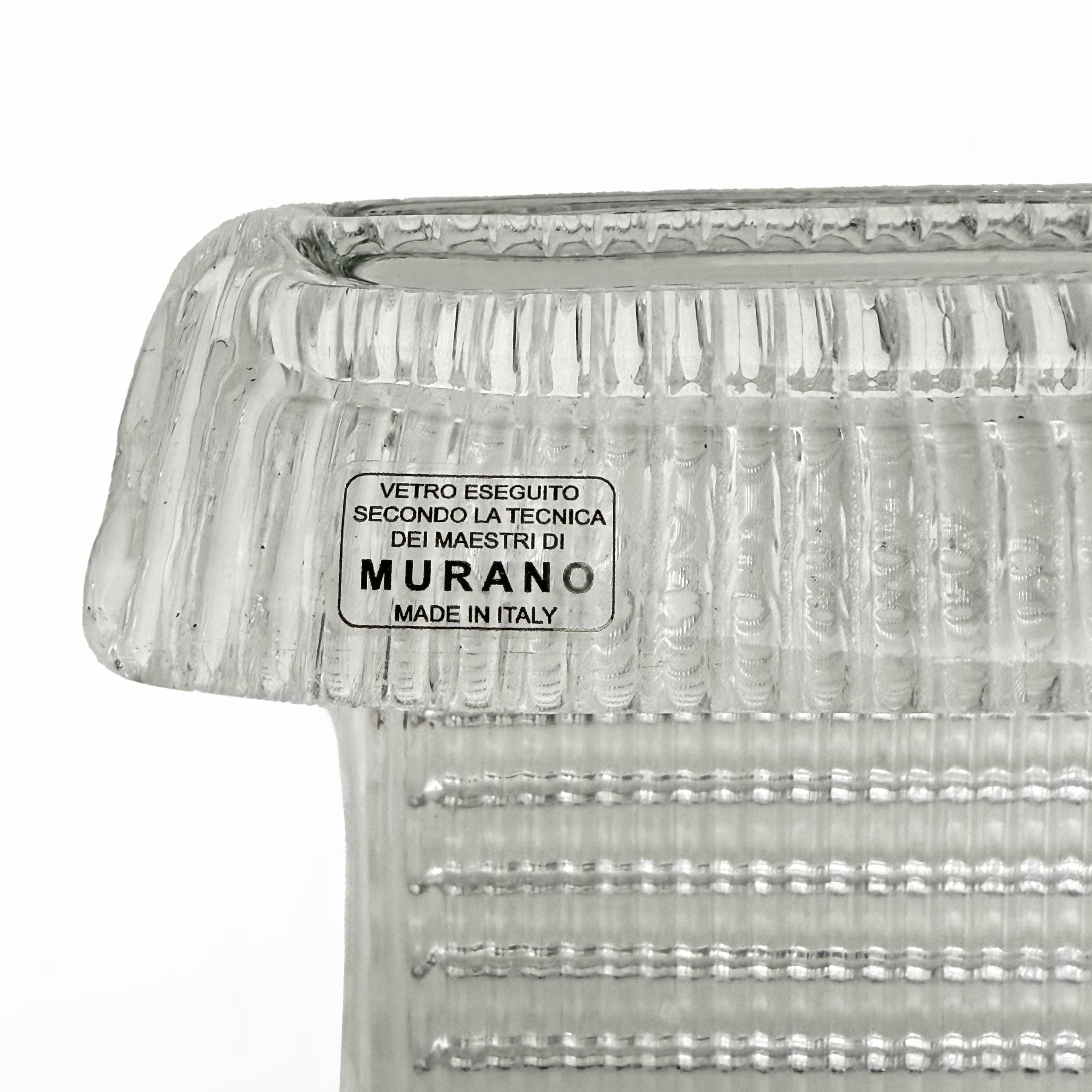 Paar moderne italienische Wandleuchten aus Messing und strukturiertem Muranoglas im Angebot 5