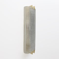 Pair of Modern Italian Brass and Murano Glass Textured Wall Sconces