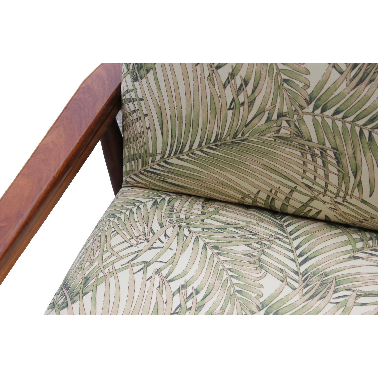 Pair of Modern Italian Danish Style Palm Leaf Patterned Lounge Chairs 6