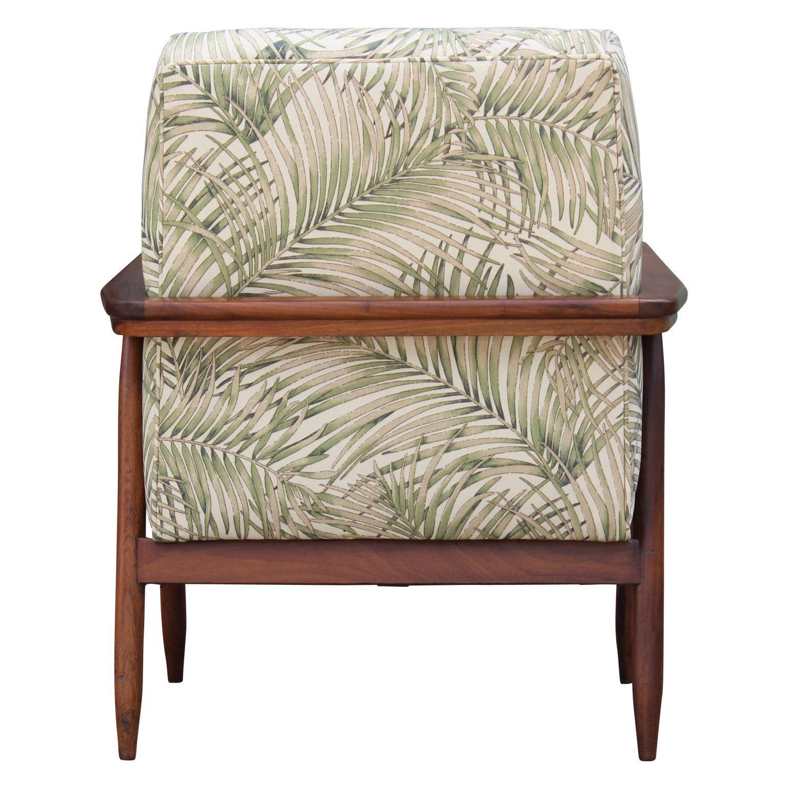 Pair of Modern Italian Danish Style Palm Leaf Patterned Lounge Chairs 5
