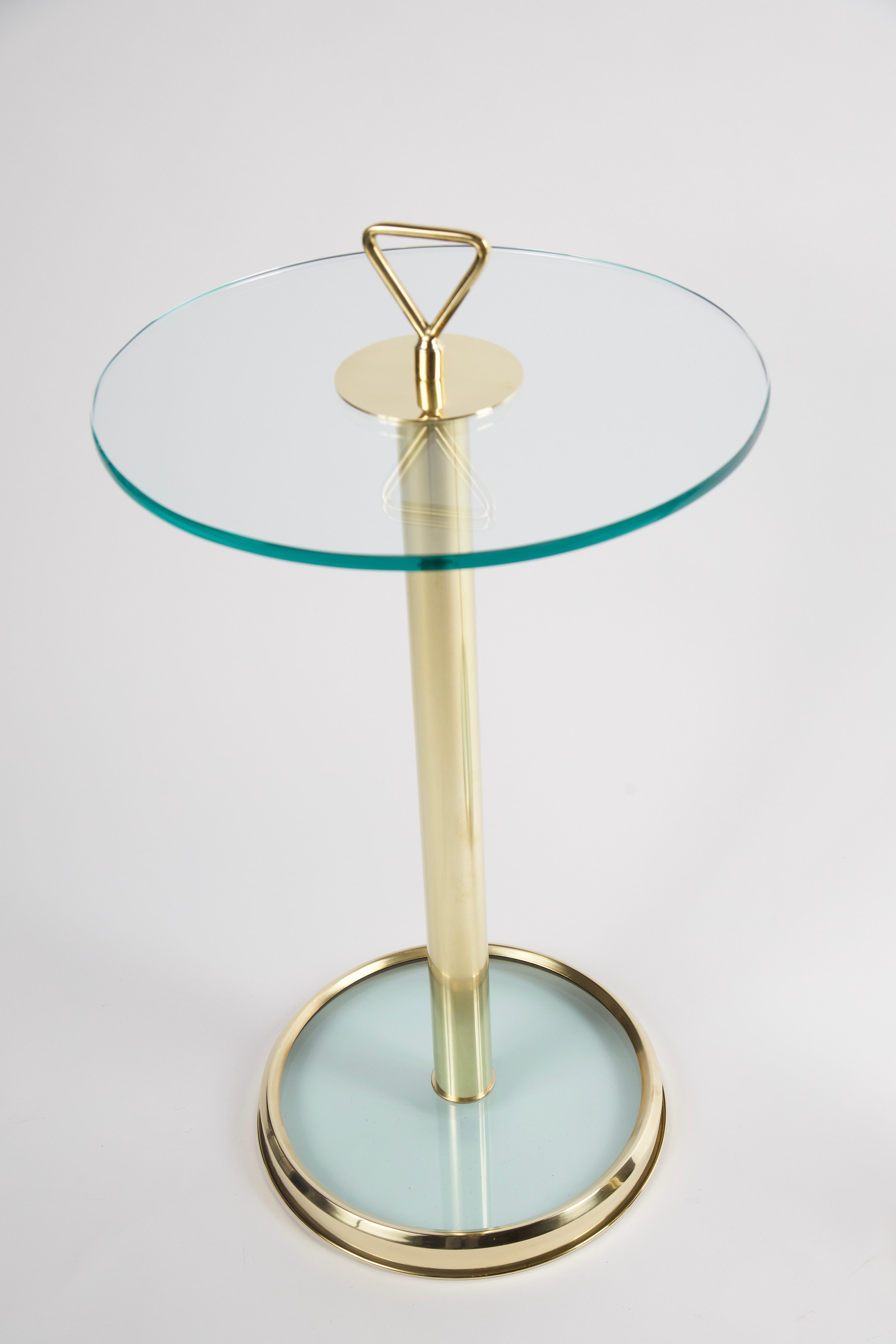 Pair of Modern Italian Glass and Brass Side Tables 1